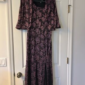 Chic Black and Purple Long Sleeve Dress